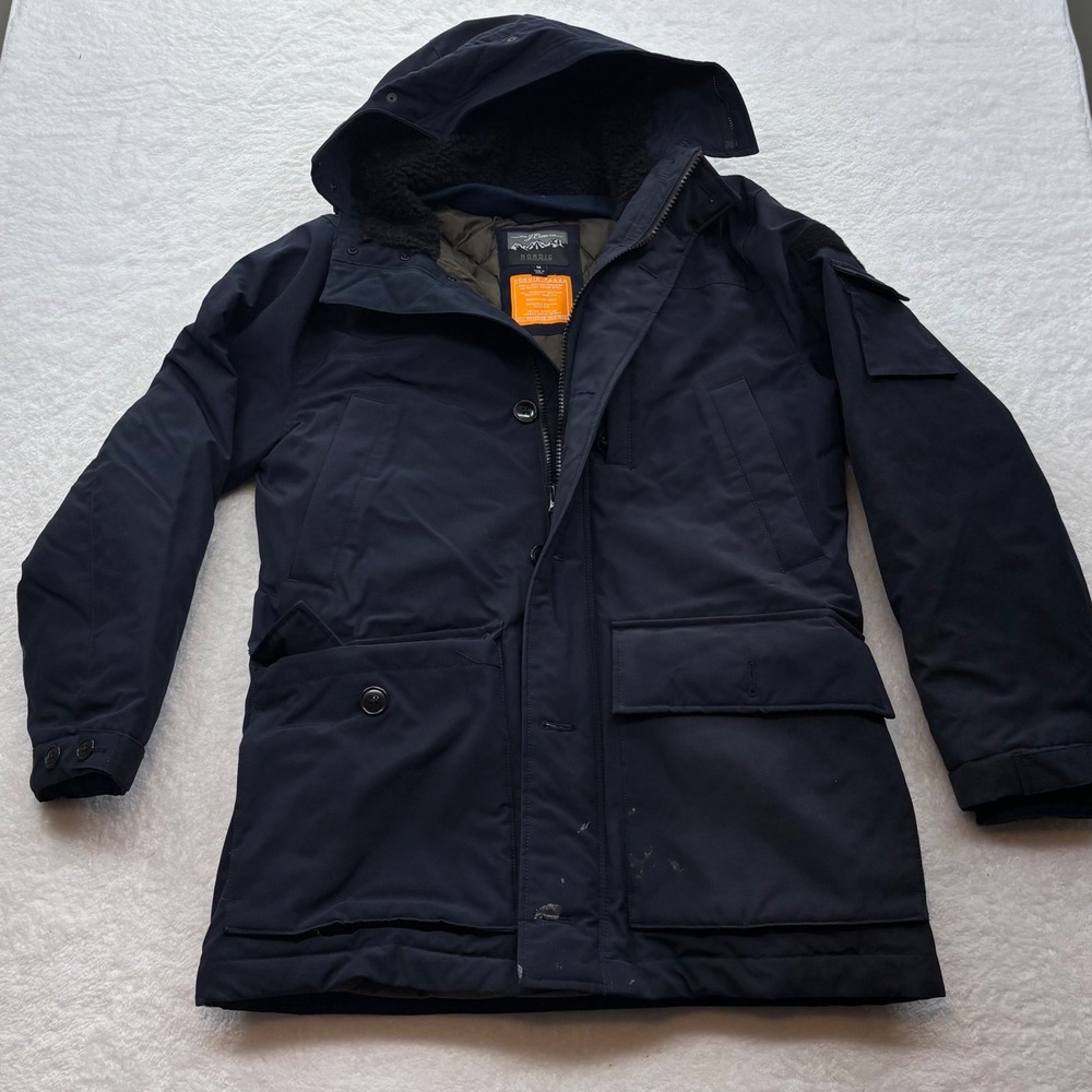J.Crew Nordic Parka Navy Blue Primaloft Insulated Sherpa Hooded Jacket Mens M